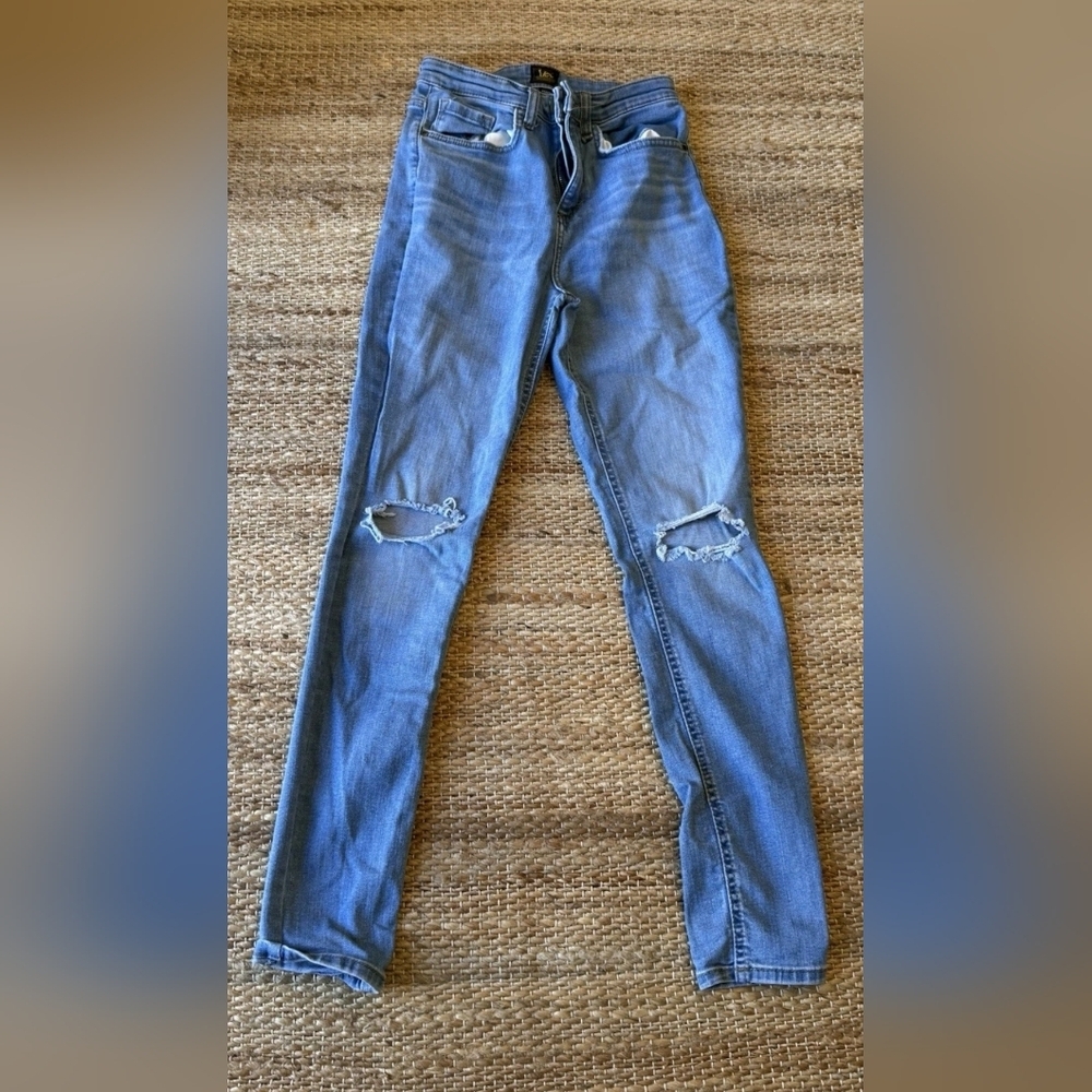 Lee Heritage Skinny Hi Rise Jeans Kelly Mid Med Wash Stretch Denim 4 M